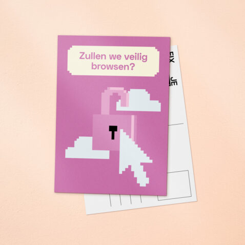 Een roze Fix Je Privacy ansichtkaart