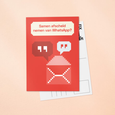 Een rode Fix Je Privacy ansichtkaart